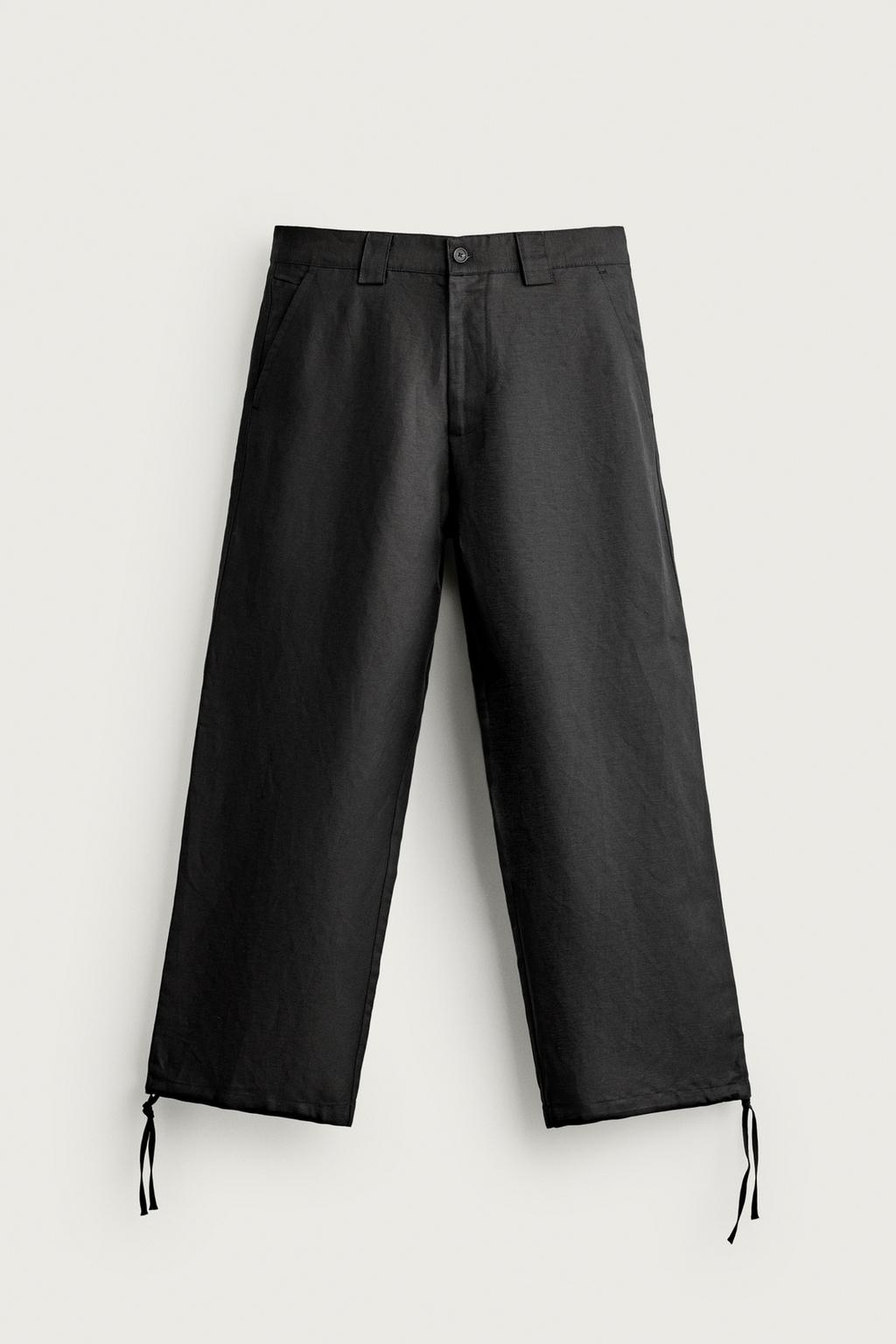 LINEN AND VISCOSE RELAXED FIT TROUSERS