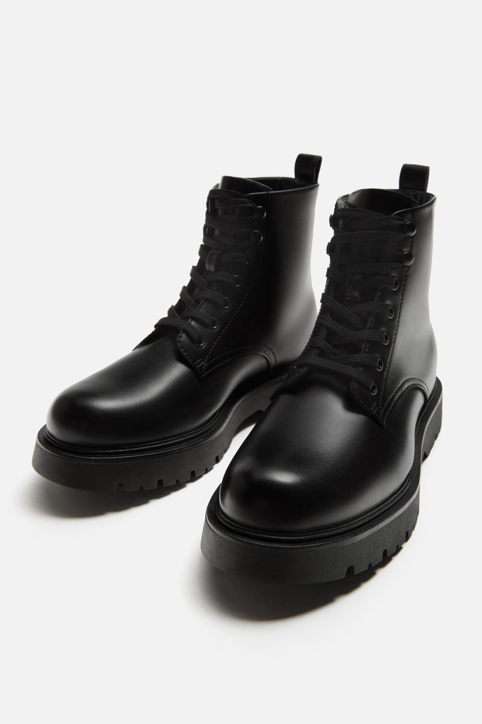Combat Boots Zara Black Leather Boots Zara Woman Combat Boots