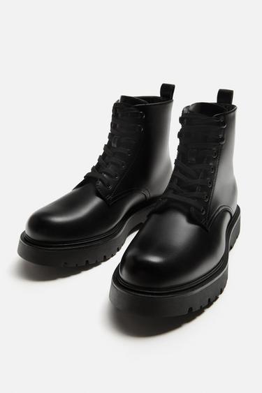 CHUNKY LACE-UP BOOTS - Black by Zara - Image 3