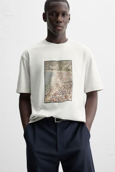 @RAFAEL MOURA PHOTO T-SHIRT - Pearl grey by Zara - Image 4