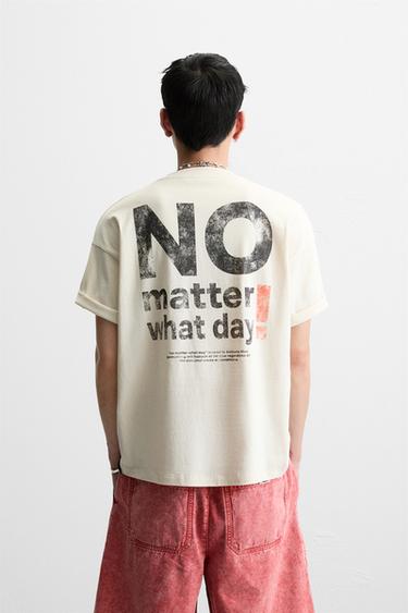 T-SHIRT IMPRIMÉS DÉLAVÉS - Écru de Zara - Image 2
