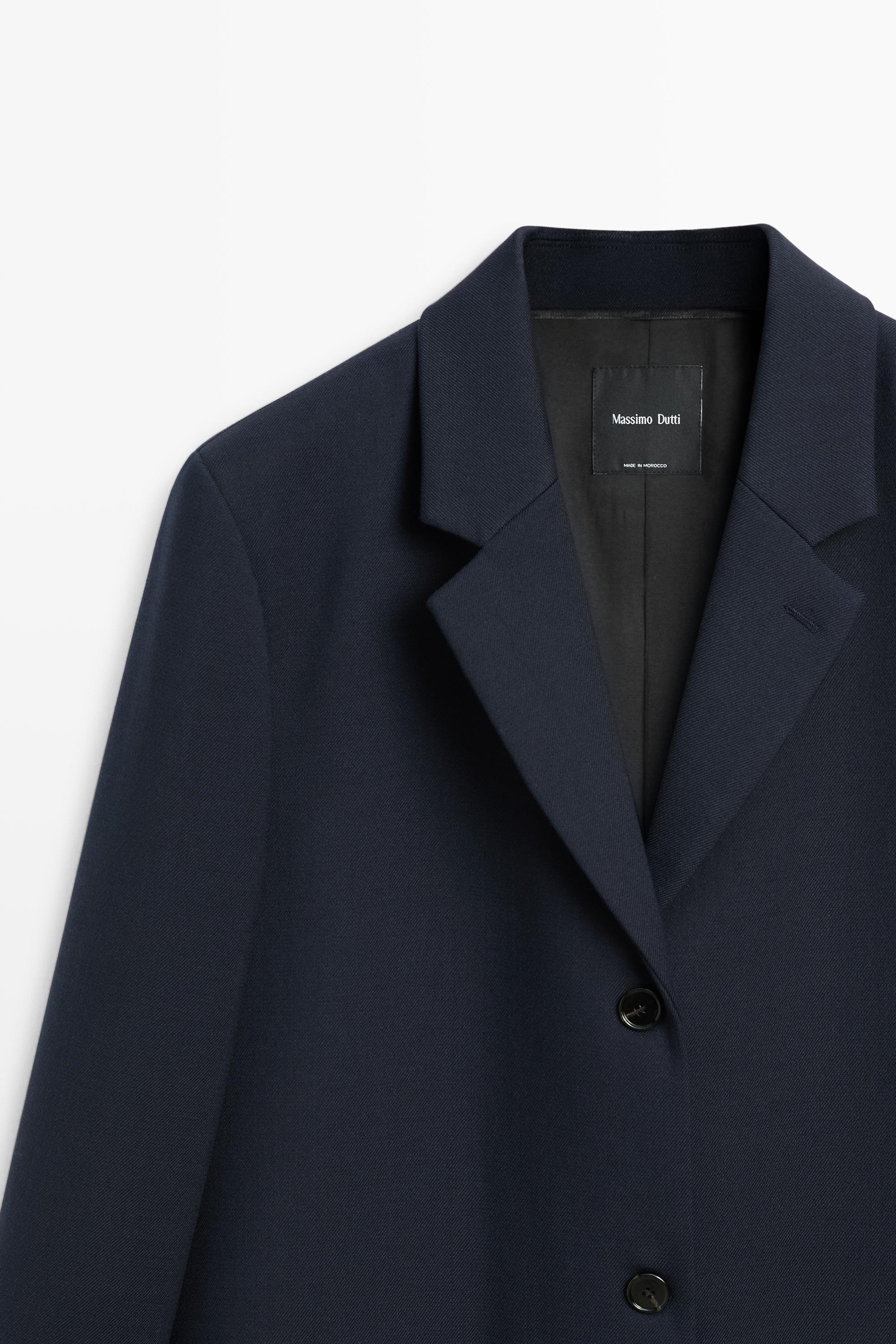 Wool blend coat — Navy blue