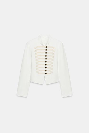BLOUSON AJUSTÉ À BRANDEBOURGS - Blanc de Zara - Image 3