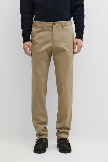 Cotton blend slim fit pants — taupe brown 2