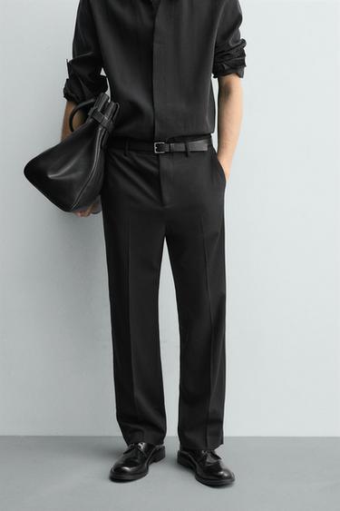Zara PANTS WITH SIDE STRIPE - Black