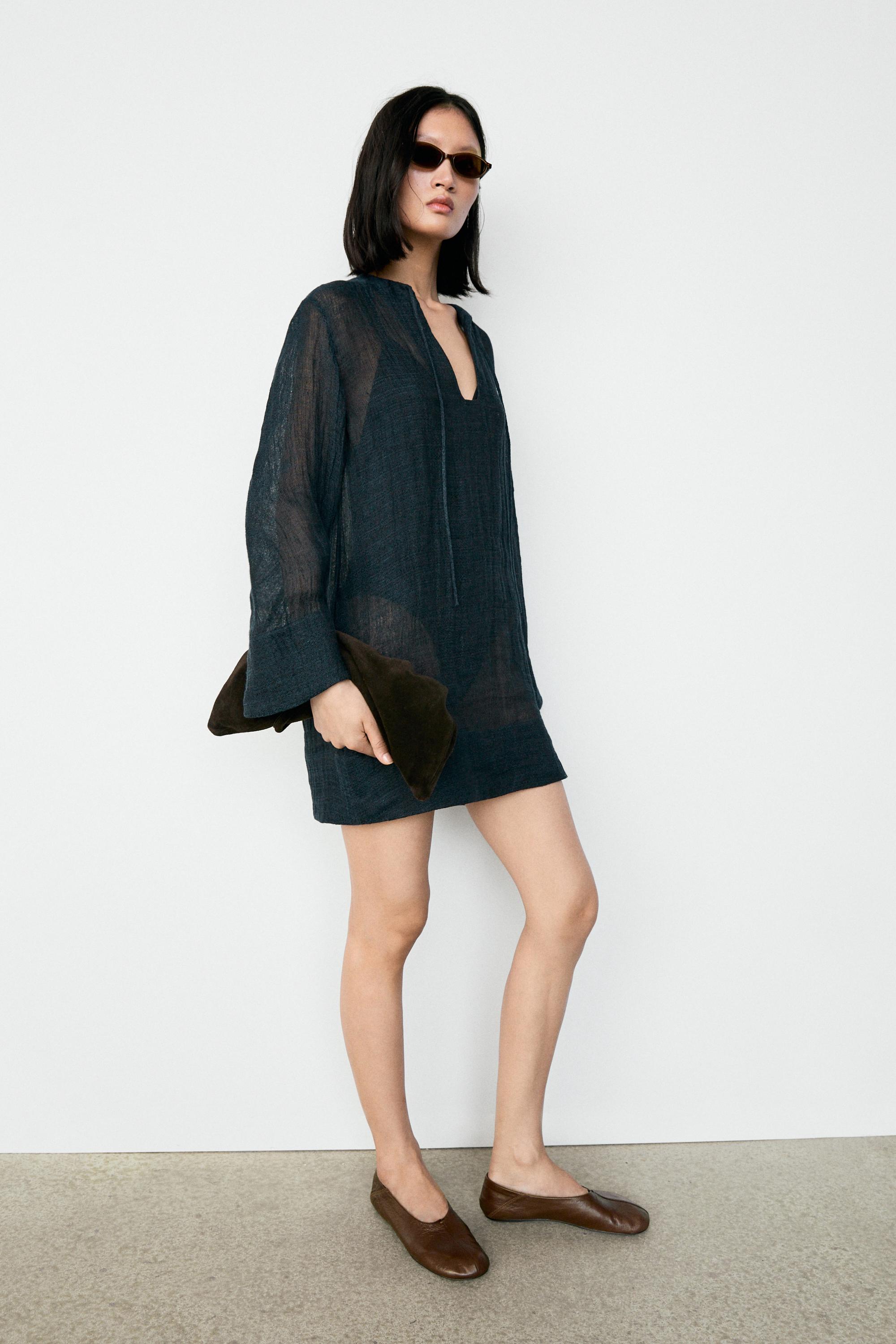Robe courte fluide 100 % lin