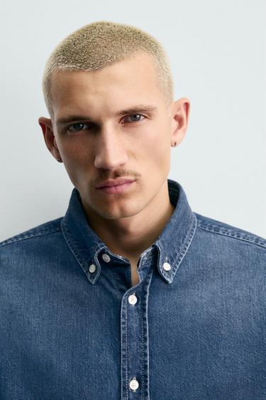 CHEMISE EN JEAN COTON - CACHEMIRE - Bleu moyen de Zara - Image 4