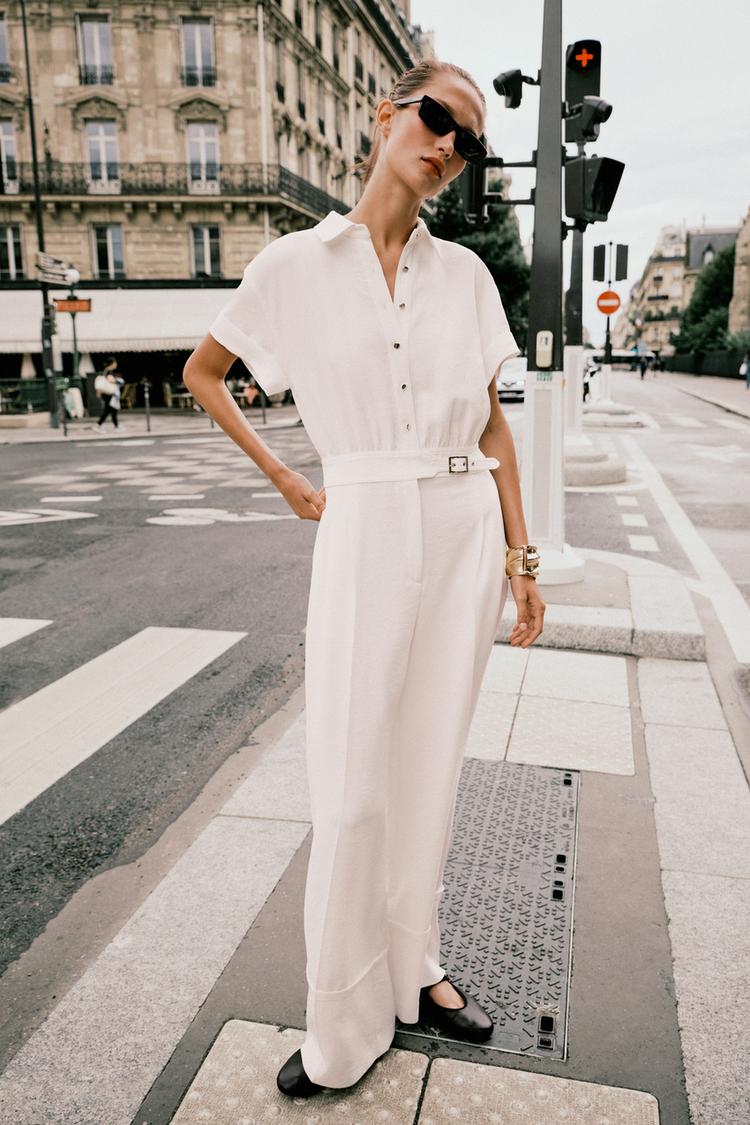 CREPE LONG JUMPSUIT Oyster-white ZARA India
