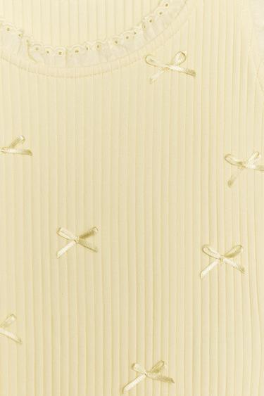 RIBBED TOP WITH LACE AND TIE DETAIL - Yellow by Zara - Image 5
