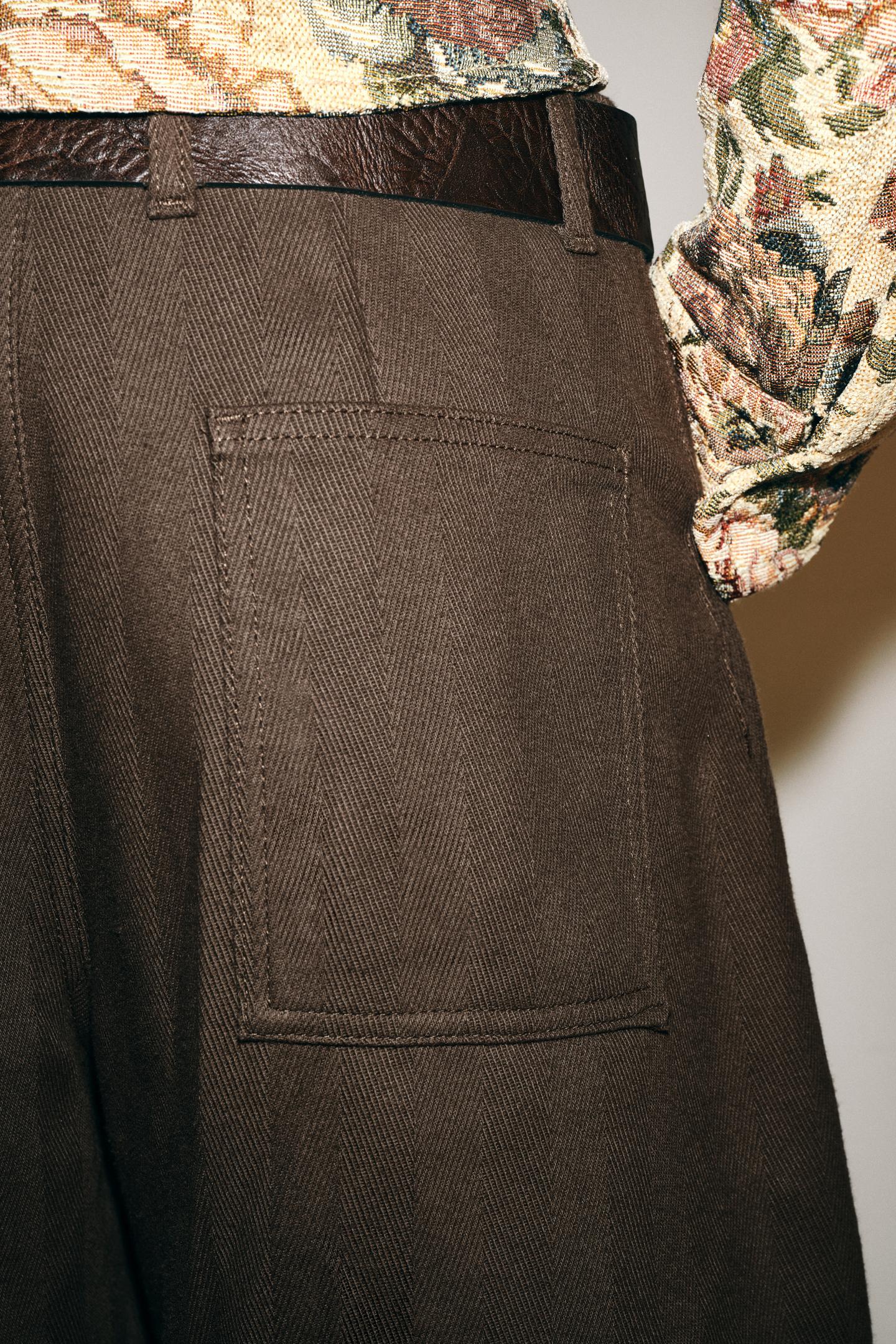 Женские брюки Zara ZW Collection Cargo Capri, цвет: Коричневый — фото 6