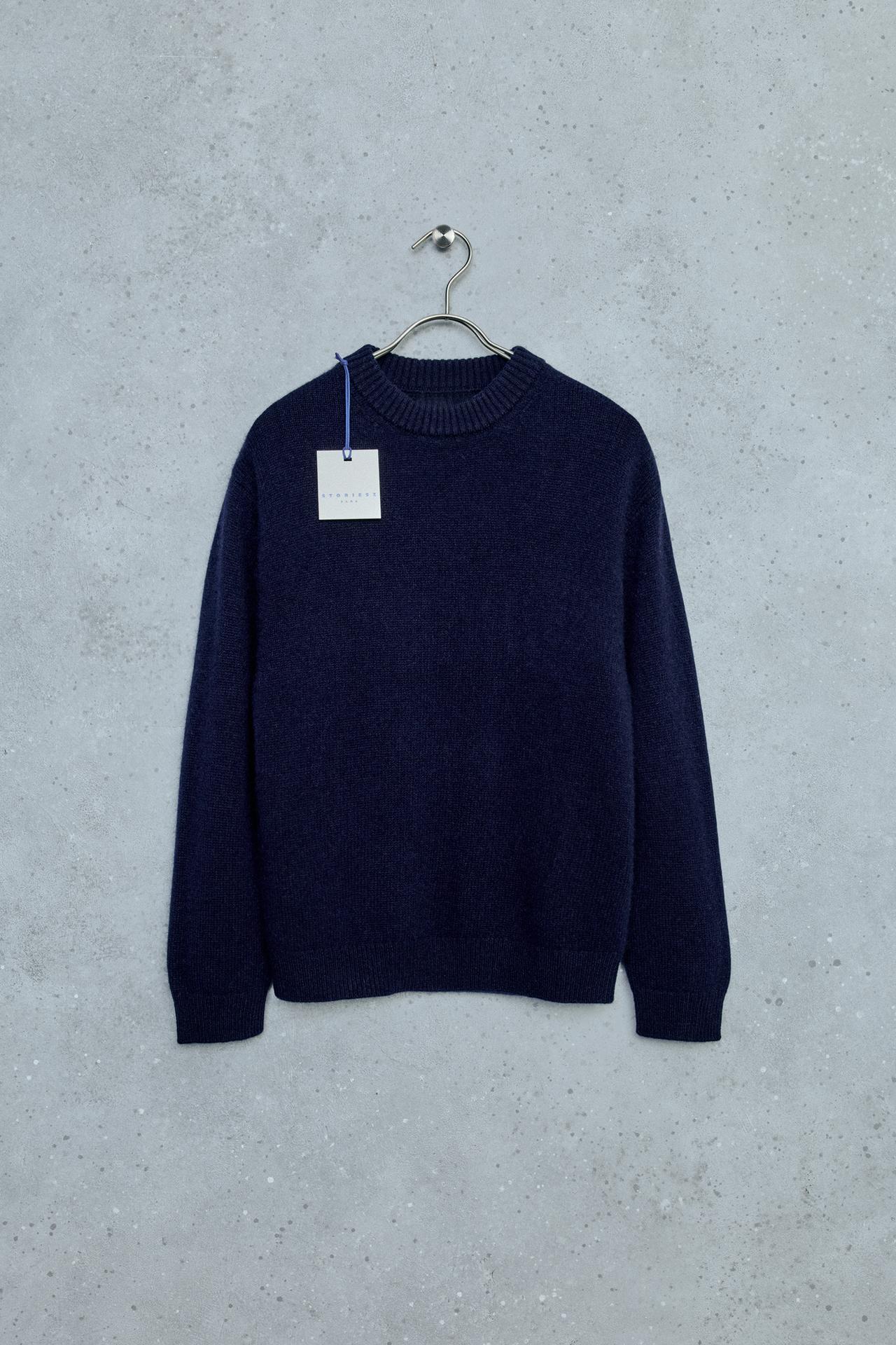 STORIESZ - 100% CASHMERE KNIT SWEATER — Dark navy