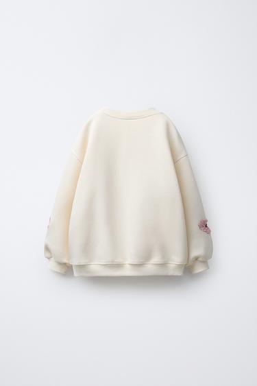 SWEAT À FLEURS BRODÉES - Écru de Zara - Image 1