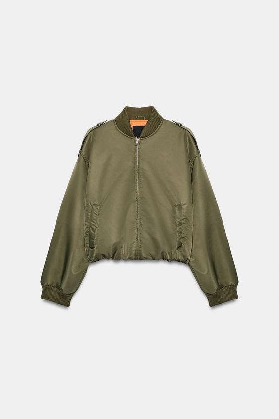 BOMBER JACKET WITH TABS - Dark khaki by Zara - Image 0