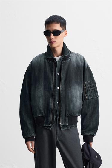 ÁO KHOÁC BOMBER HỌA TIẾT NỔI - Màu xanh dương/Xanh lá từ Zara