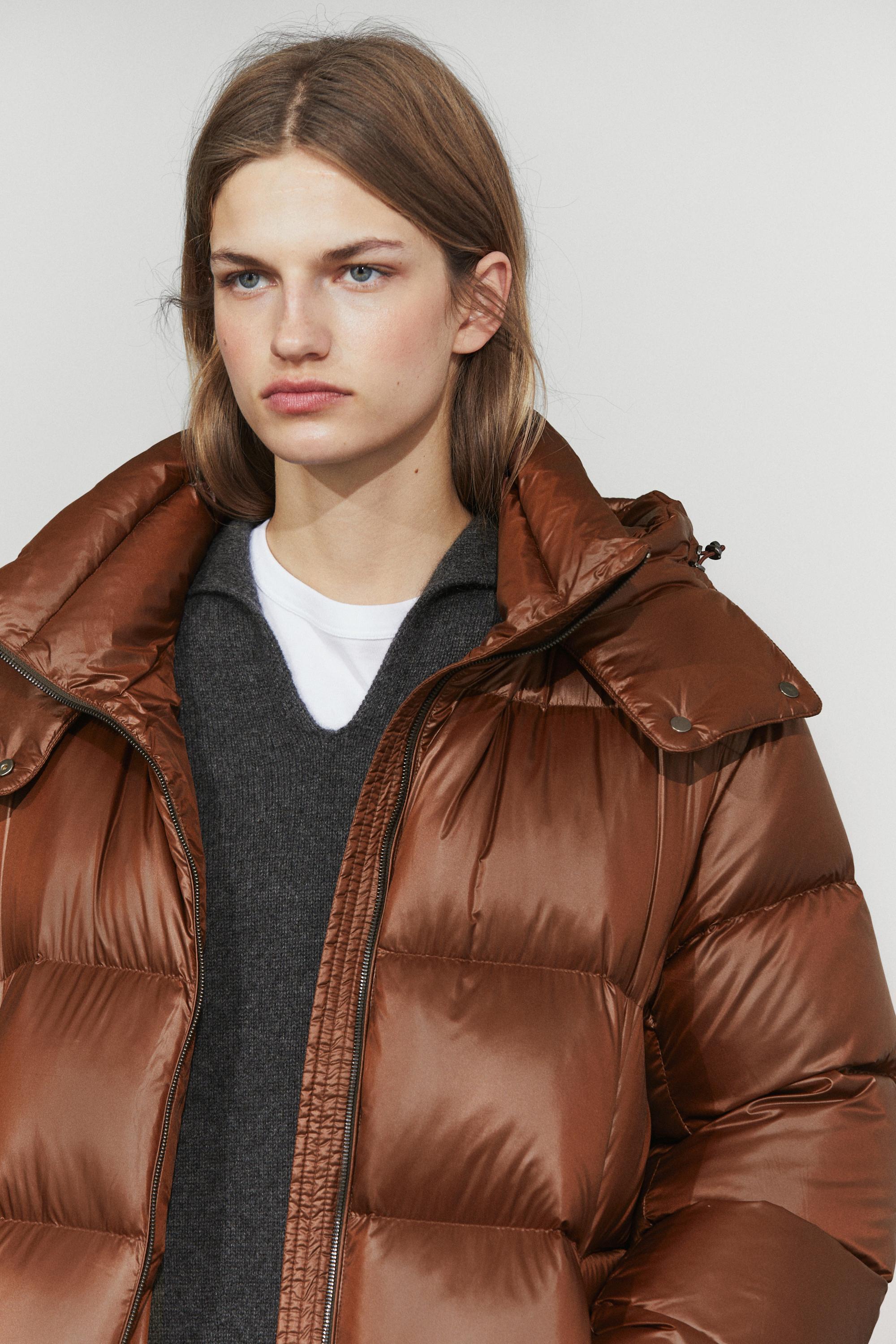 Satin finish down jacket