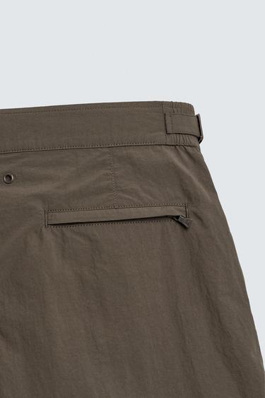 MID-LENGTH SWIMMING TRUNKS WITH BELT LOOPS - Brown by Zara - Image 3