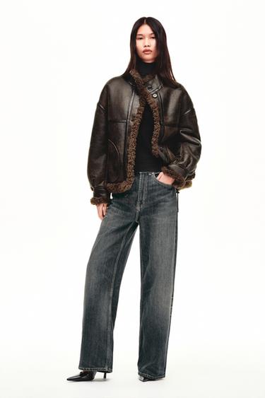 Zara ZARA WOMAN COLLECTION 雙面飛行員夾克 - 巧克力棕色