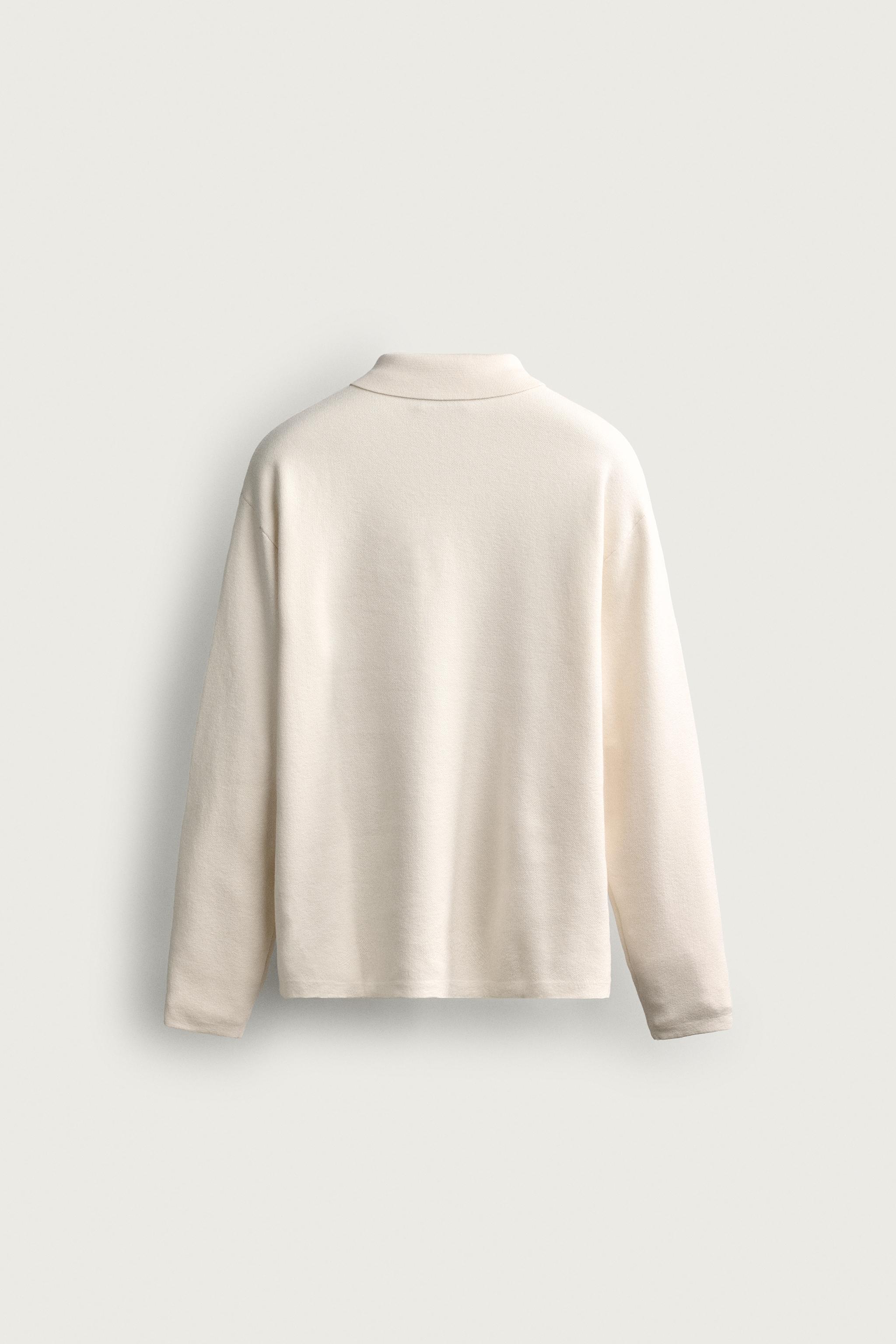 SOFT KNIT POLO — Oyster-white