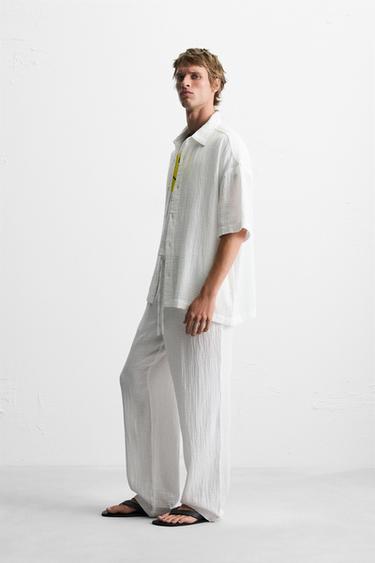 PANTALON EFFET FROISSÉ - Blanc de Zara - Image 3