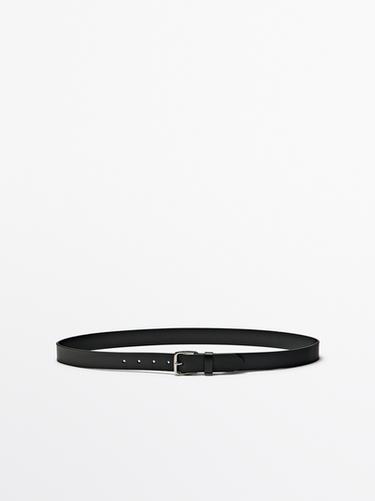 Zara Nappa leather belt with square buckle - Black