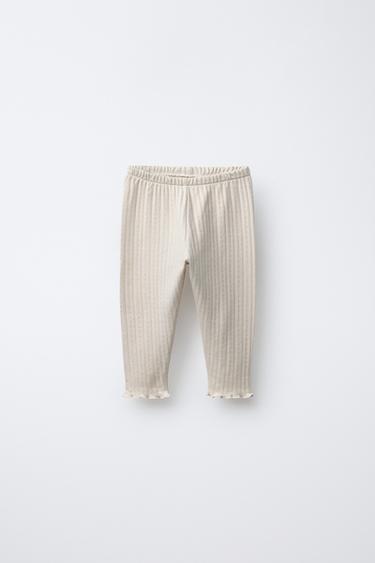 POINTELLE COTTON LEGGINGS - Light beige by Zara