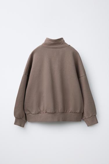 SWEAT EN MOLLETON À INSCRIPTION - Gris taupe de Zara - Image 1