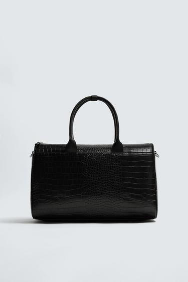 EMBOSSED MOCK CROC TRAVEL BAG - Black by Zara