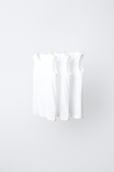 PACK TRES CAMISETAS MANGA SISA - Blanco de Zara