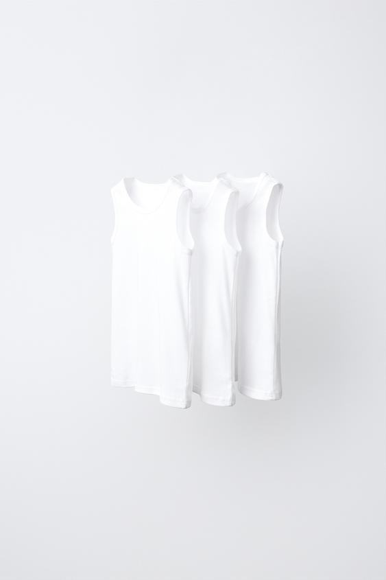 3-PACK OF SLEEVELESS T-SHIRTS - Սպիտակ Zara-ից - Նկար 0