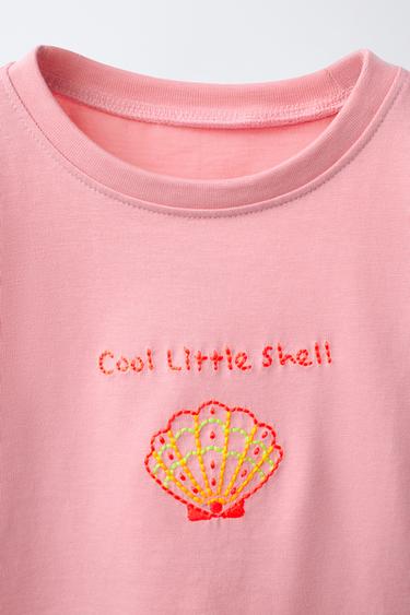 EMBROIDERED SHELL T-SHIRT - Chalk pink by Zara - Image 2