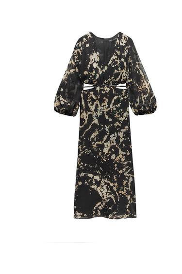 PRINTED MIDI DRESS WITH CUT-OUT DETAIL