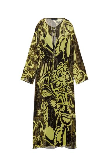 Zara ZW COLLECTION PRINTED TUNIC DRESS - Yellow - Image 0