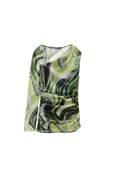 PRINTED TULLE TOP