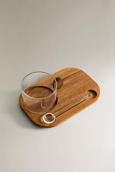 BOROSILICATE MUG WITH TRAY - Transparent by Zara