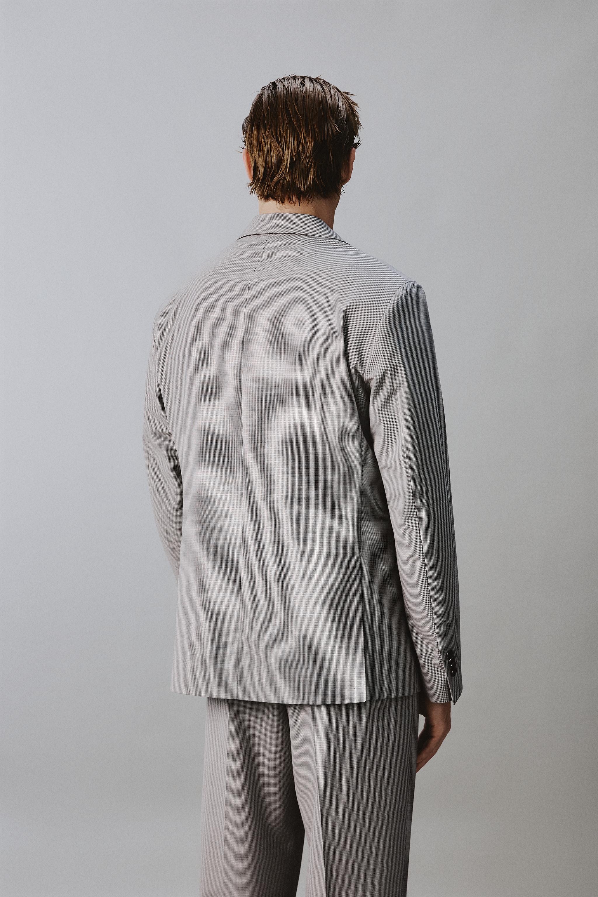 REGULAR FIT HOUNDSTOOTH SUIT JACKET