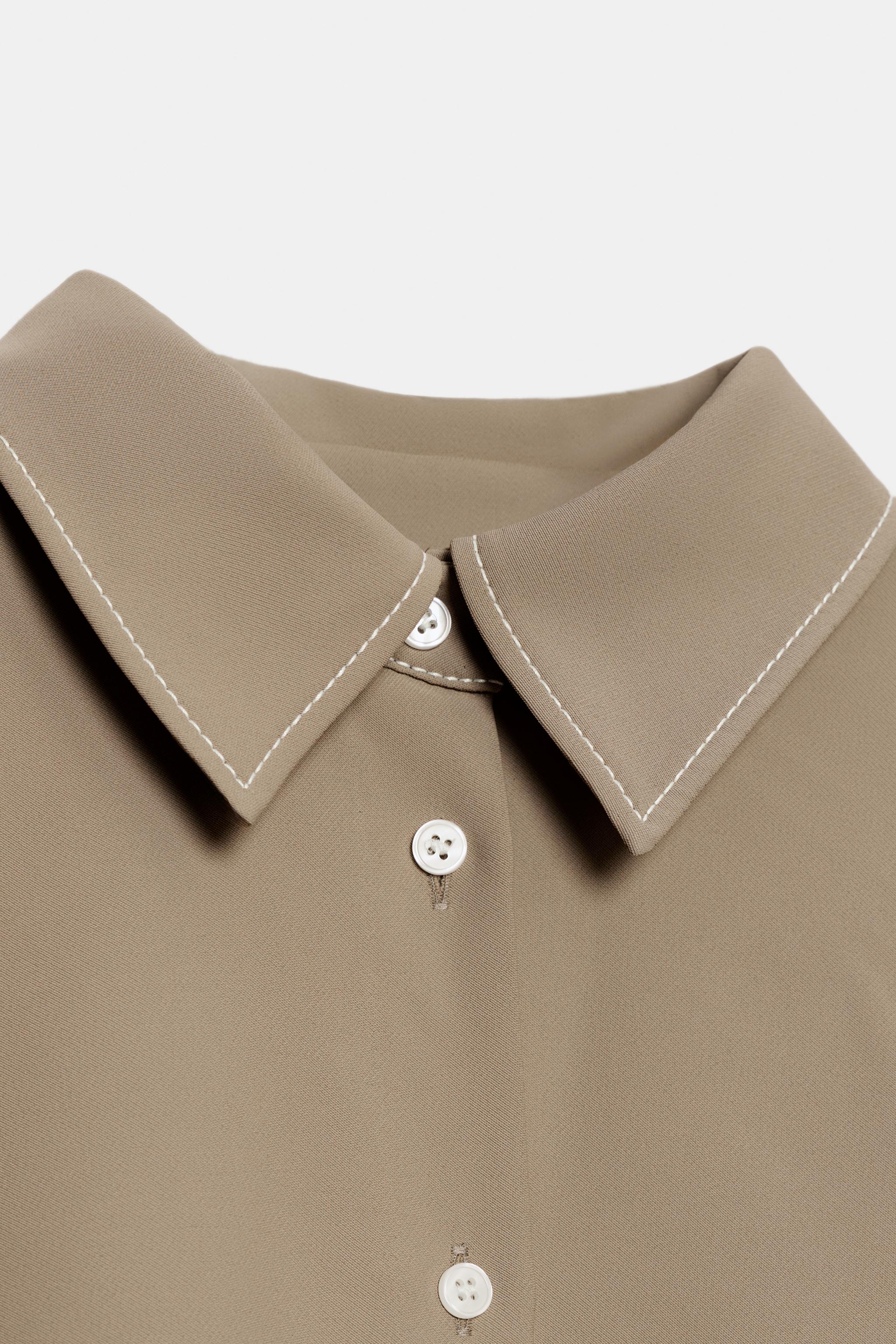 CONTRAST TOPSTITCHING SHIRT