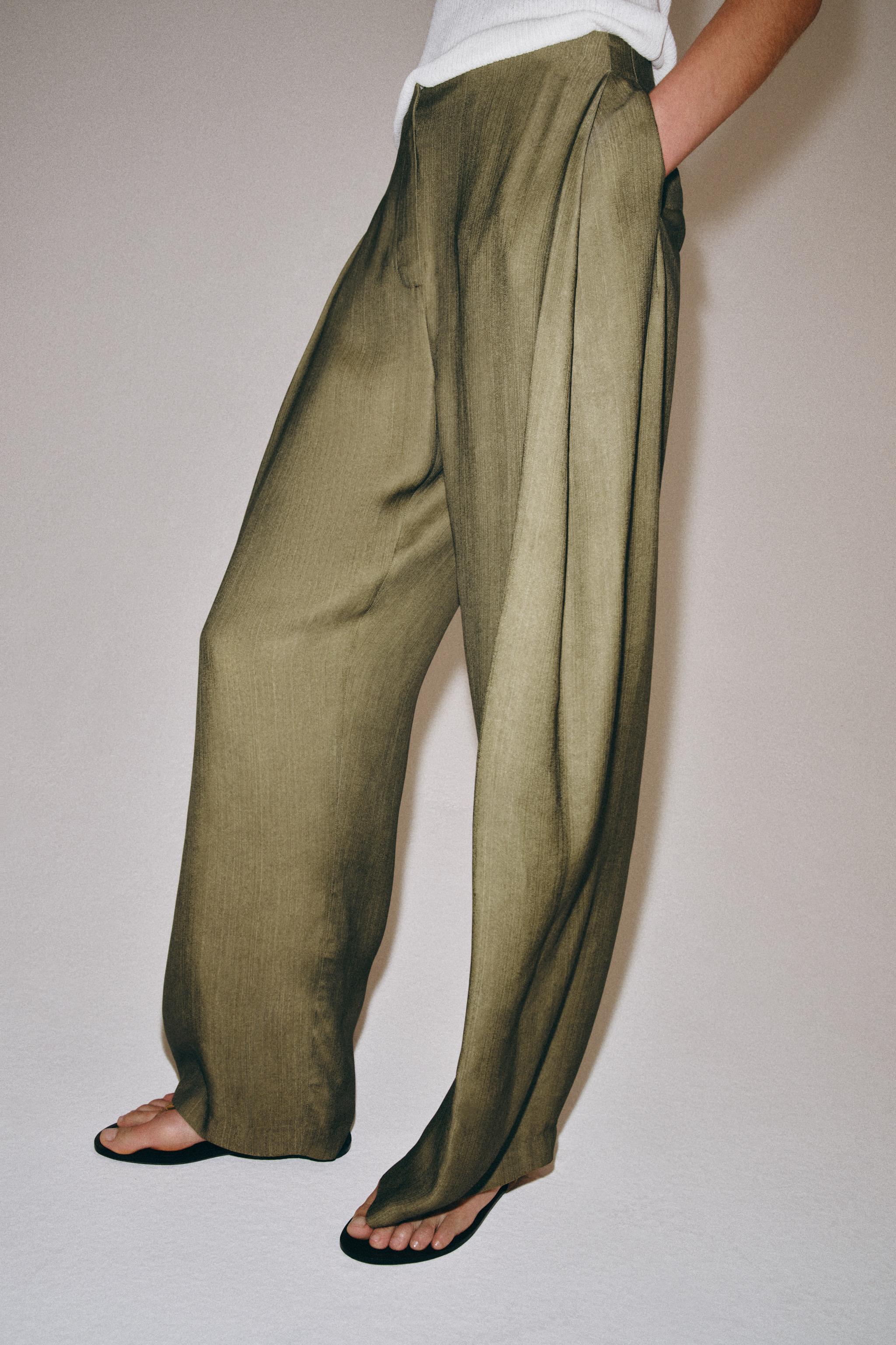 ZW COLLECTION FLOWY PANTS — Dark olive