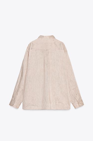 CHEMISE OVERSIZE MÉLANGE LIN ZW COLLECTION - Rayures de Zara - Image 7