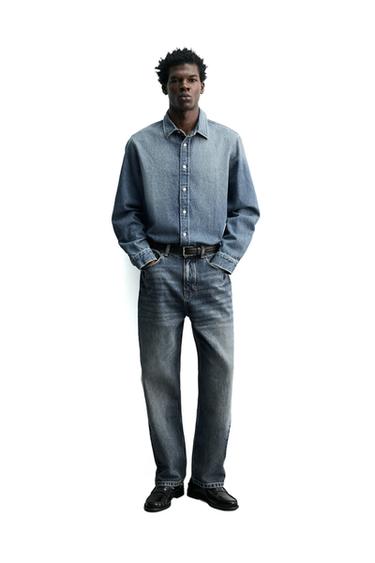 JEANS STRAIGHT ANKLE FIT - Zara 미디움 블루