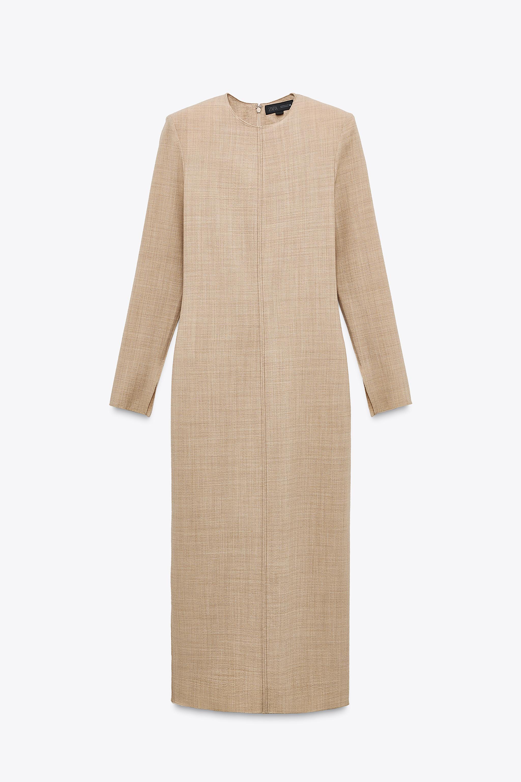 ZW COLLECTION WOOL TUBE DRESS - Beige | ZARA United States ZW COLLECTION WOOL TUBE DRESS - Beige | ZARA United States