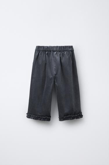 PANTALON JUPE-CULOTTE EN VELOURS - Bleu / Gris de Zara - Image 1