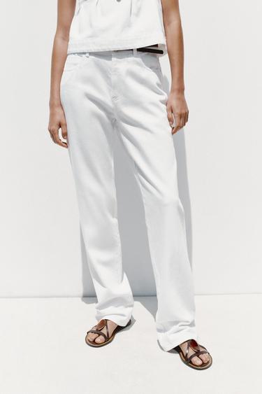 JEAN Z1975 DROIT ANNÉES 90 TAILLE HAUTE CEINTURE - Blanc de Zara - Image 1