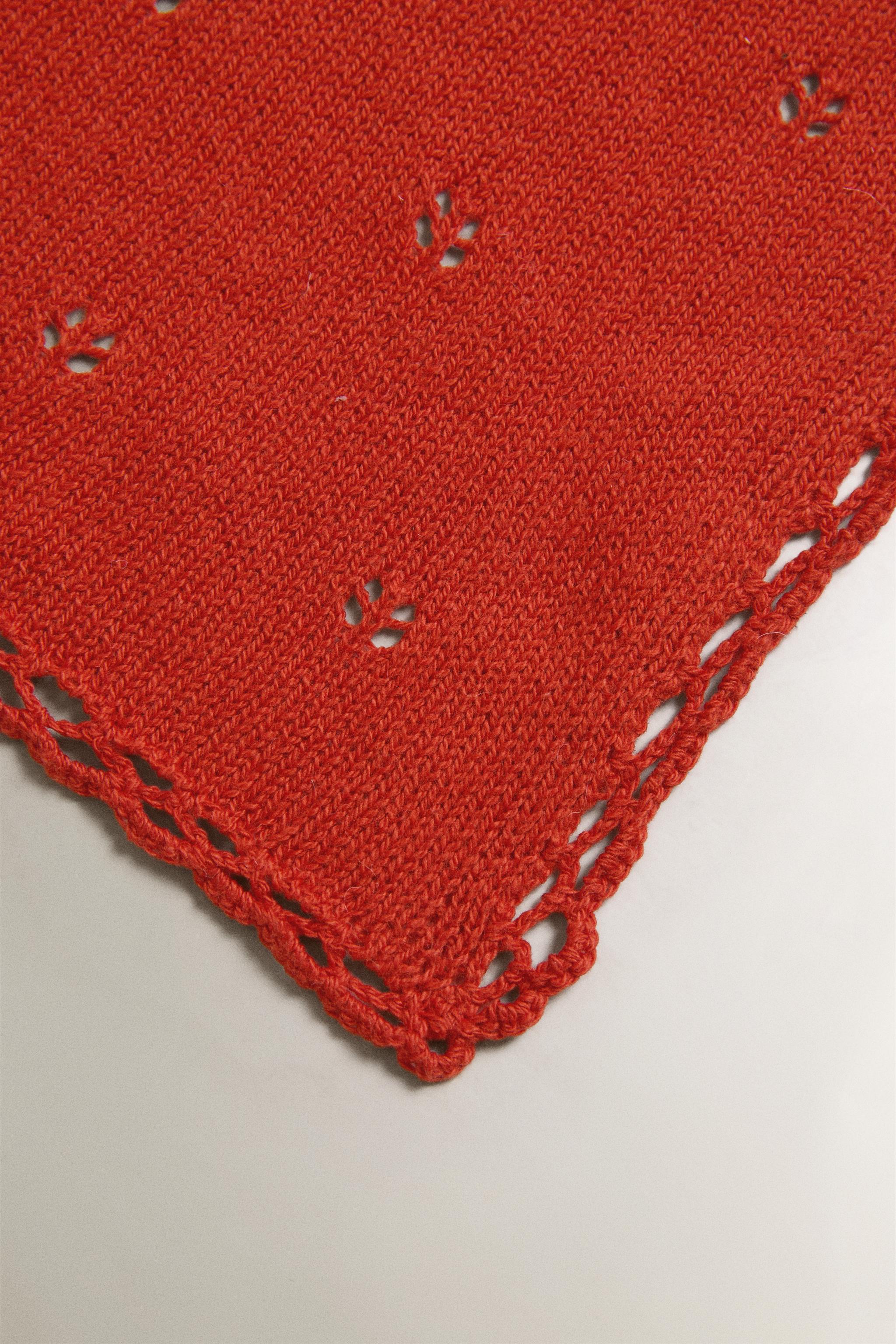 POINTELLE COTTON BABY BLANKET — Orange