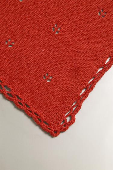 COUVERTURE BÉBÉ EN COTON POINTELLE - Orange de Zara - Image 1