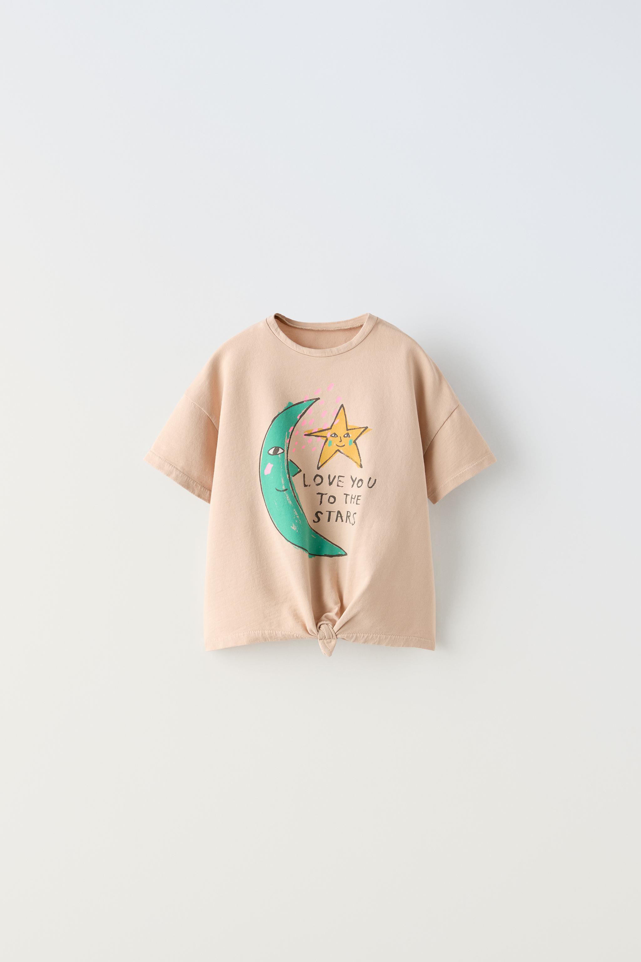 ムーン＆スタープリント ノット Tシャツ - ベージュ | ZARA Japan / 日本