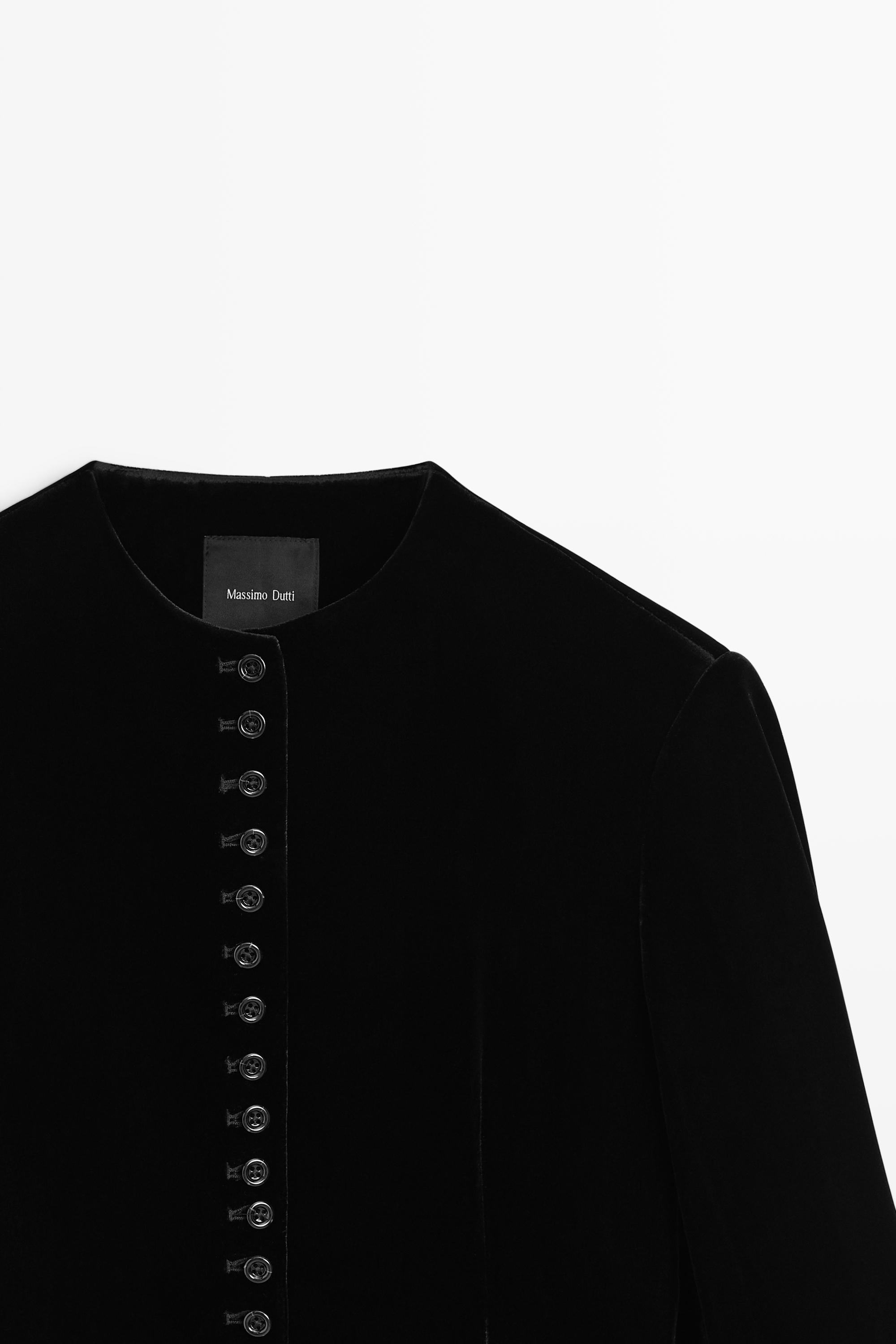 Velvet blazer with button detail