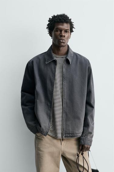 VESTE EN JEAN REGULAR FIT ZIPPÉE - Indigo foncé de Zara