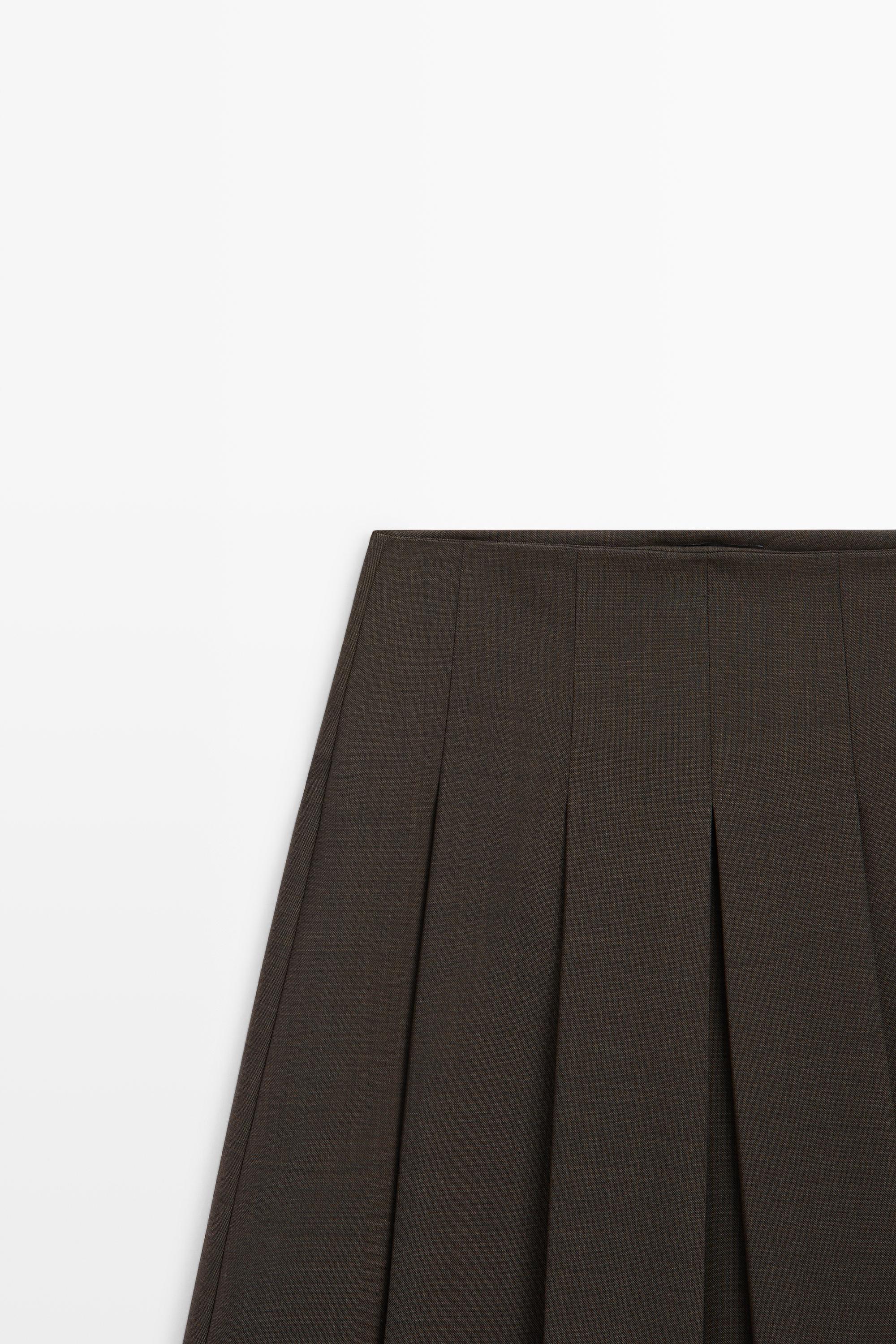 Wool blend pleated mini skirt