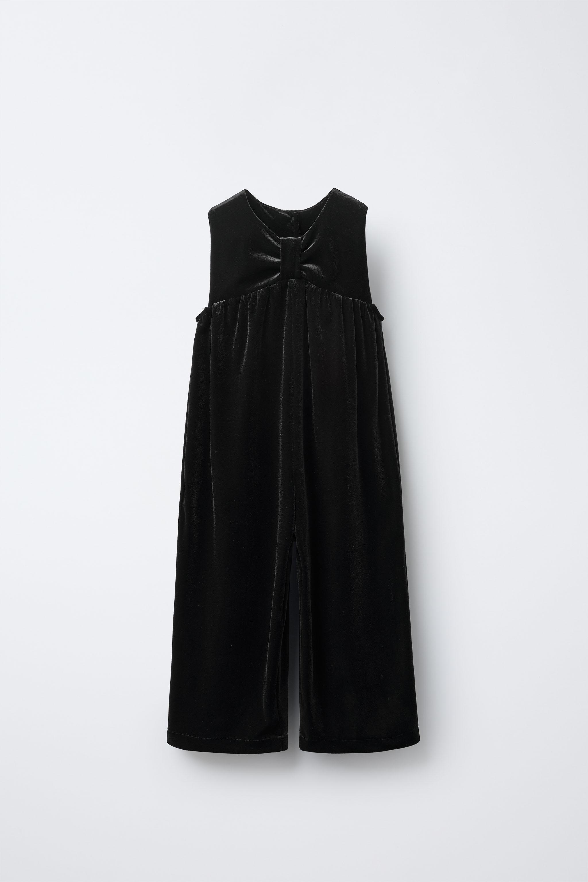 LONG VELVET JUMPSUIT WITH BOW