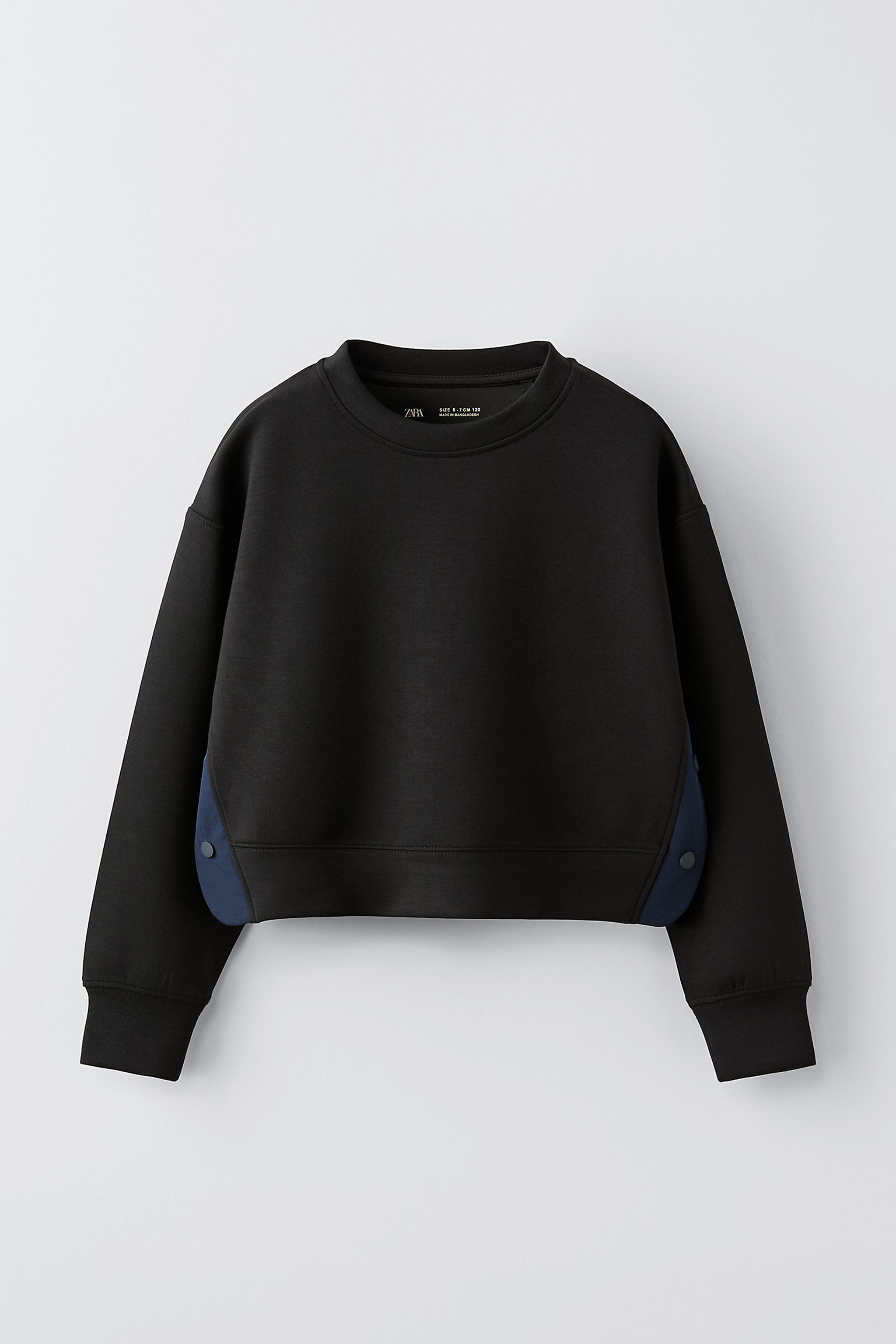 SWEATSHIRT WITH SNAP BAND Black ZARA Canada